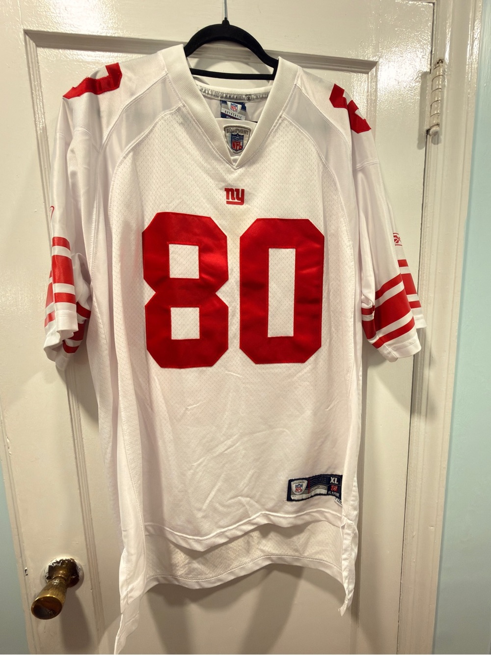 NFL White and Red #80 Football Jersey - Giants Style